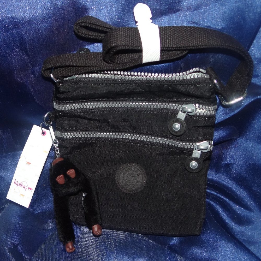 Black Kipling Alvar XS Bag with Black Gorilla Keyring - Brand New!